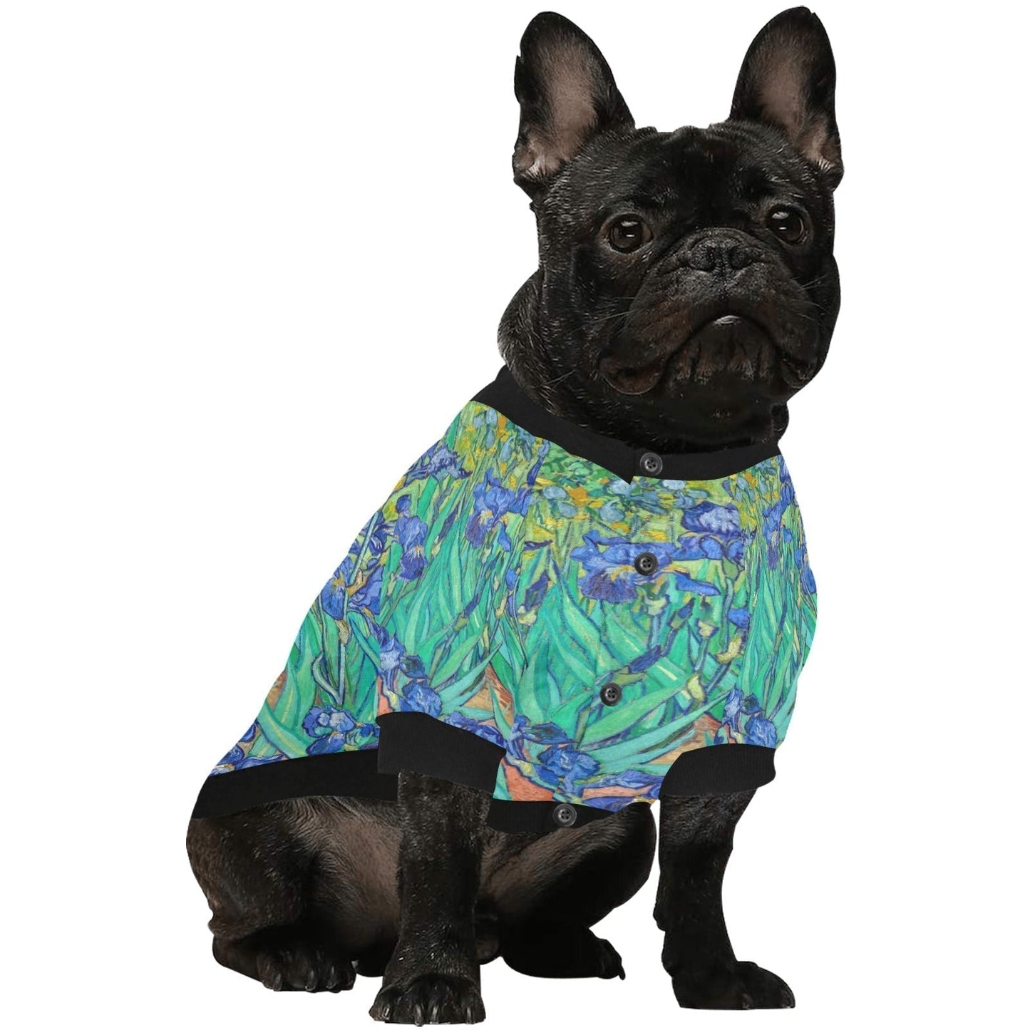 Dog T-Shirt Van Gogh Irises Fine Art Round Neck Pet Apparel
