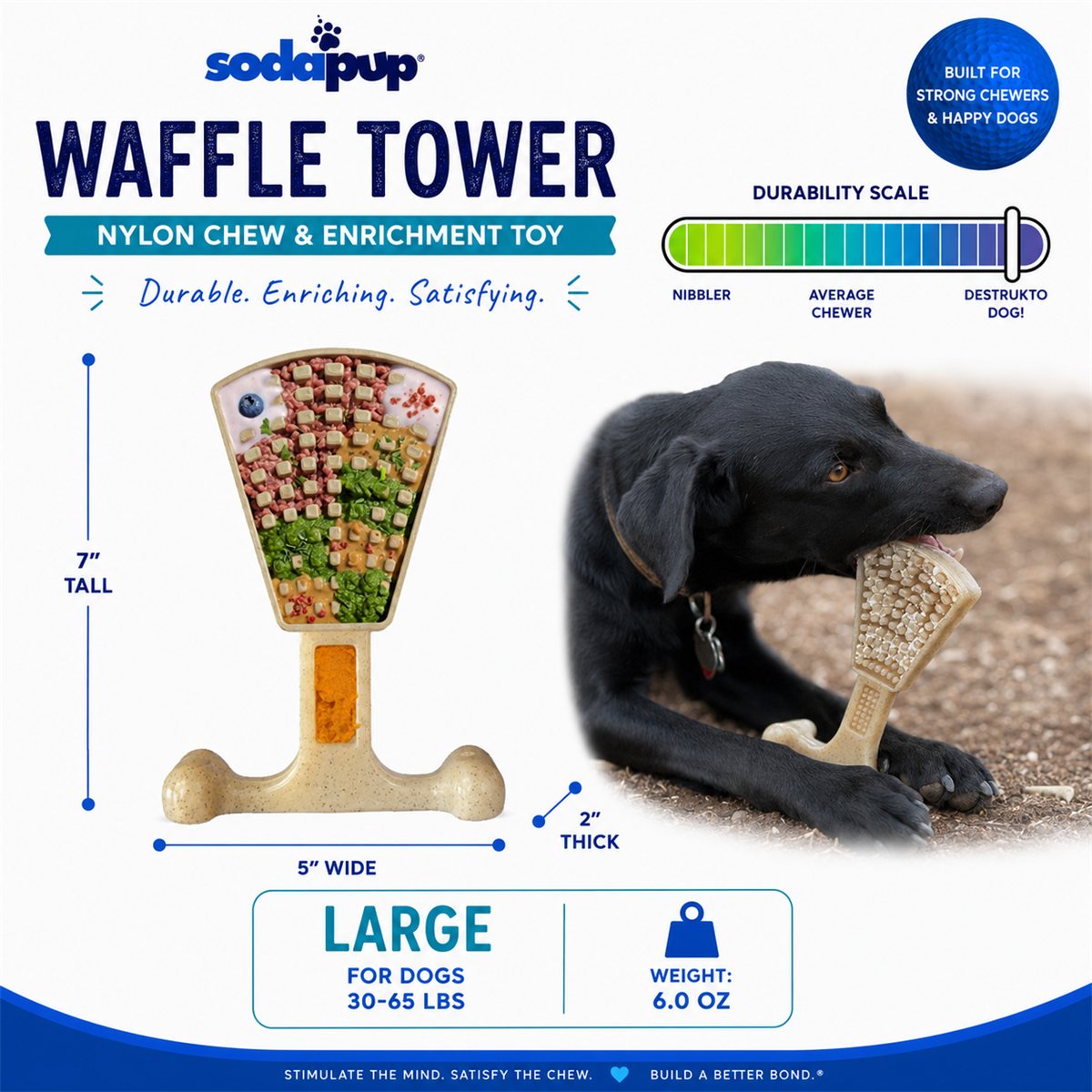 Dog Chew Toy Waffle Tower Nylon 2-in-1 Enrichment Power