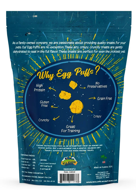 Dog Treats Wild Meadow Farms Egg Puffs Cheddar Cheese 2oz Bag - Detail Angle 2 | Majestic Pet Kingdom
