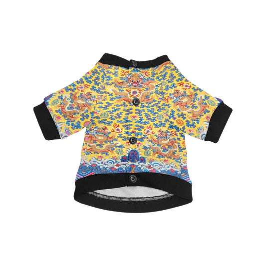 Yellow Qing Dynasty Dragon Round Neck Shirt - Premium Best - Majestic Pet Kingdom