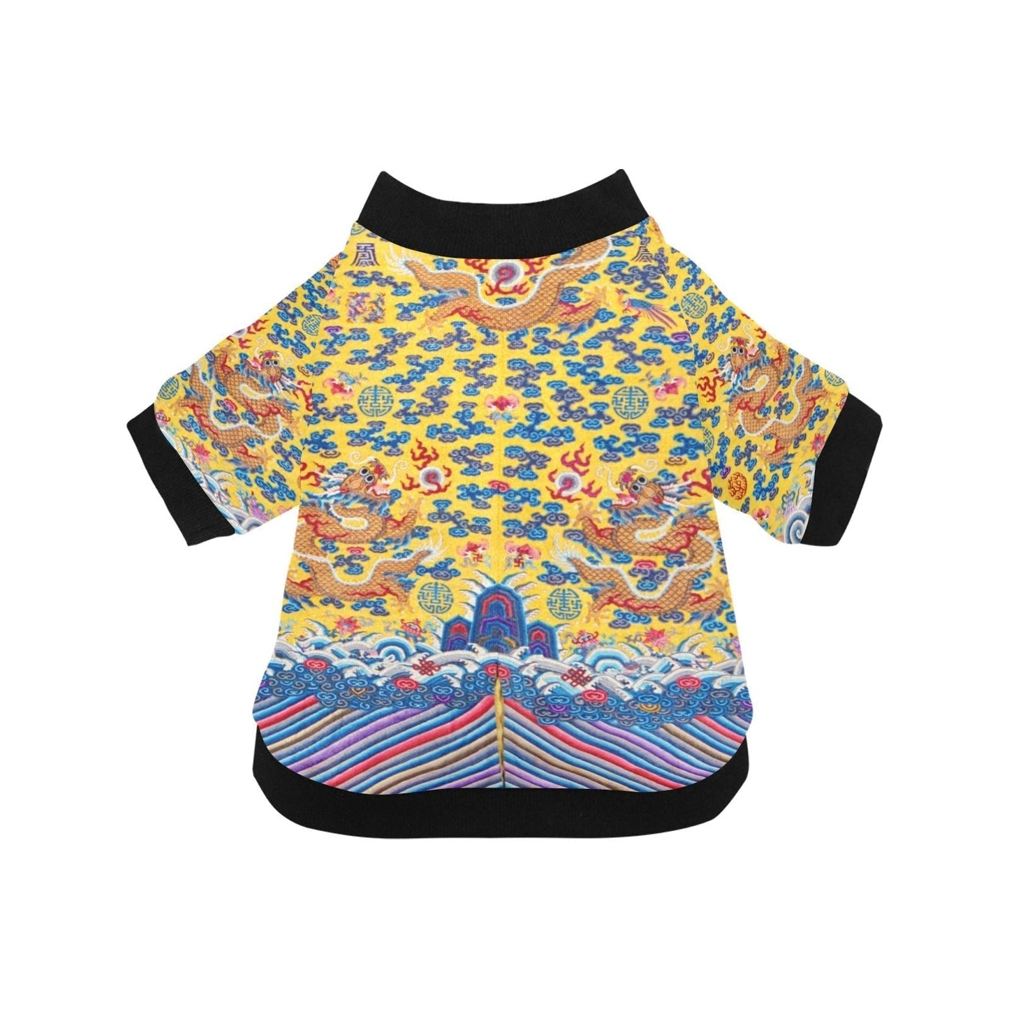 Dog T-Shirt Yellow Qing Dynasty Dragon Graphic Round Neck