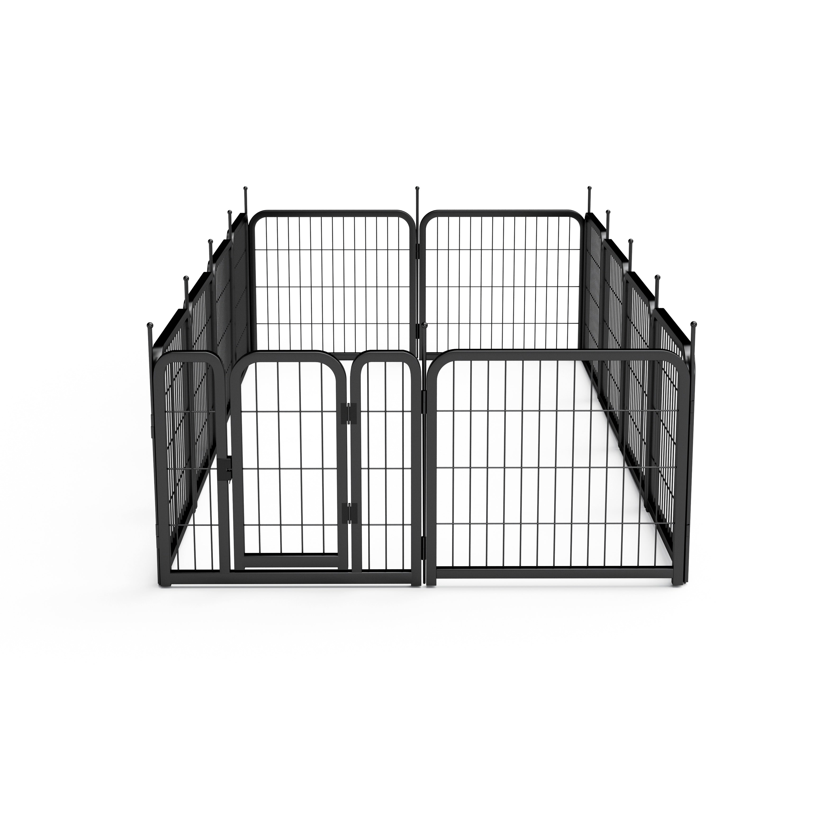 Outdoor 12 piece dog fence, 24 inch portable indoor game fence for small dog pets. Black, 22.2 inches wide x 23.6 inches high. - Majestic Pet Kingdom