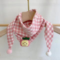 Korean-style Cotton-linen Plaid Childrens Scarf Versatile And Easy To Match