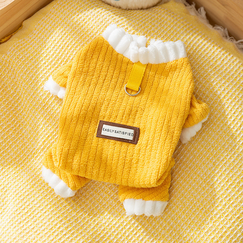 Simple Fabric Label Four-legged Fleece For Autumn And Winter Cats, Warm And Thick Teddy Dog Pet Clothes For Hairless Cats