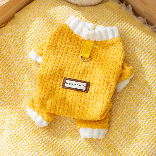 Simple Fabric Label Four-legged Fleece For Autumn And Winter Cats, Warm And Thick Teddy Dog Pet Clothes For Hairless Cats