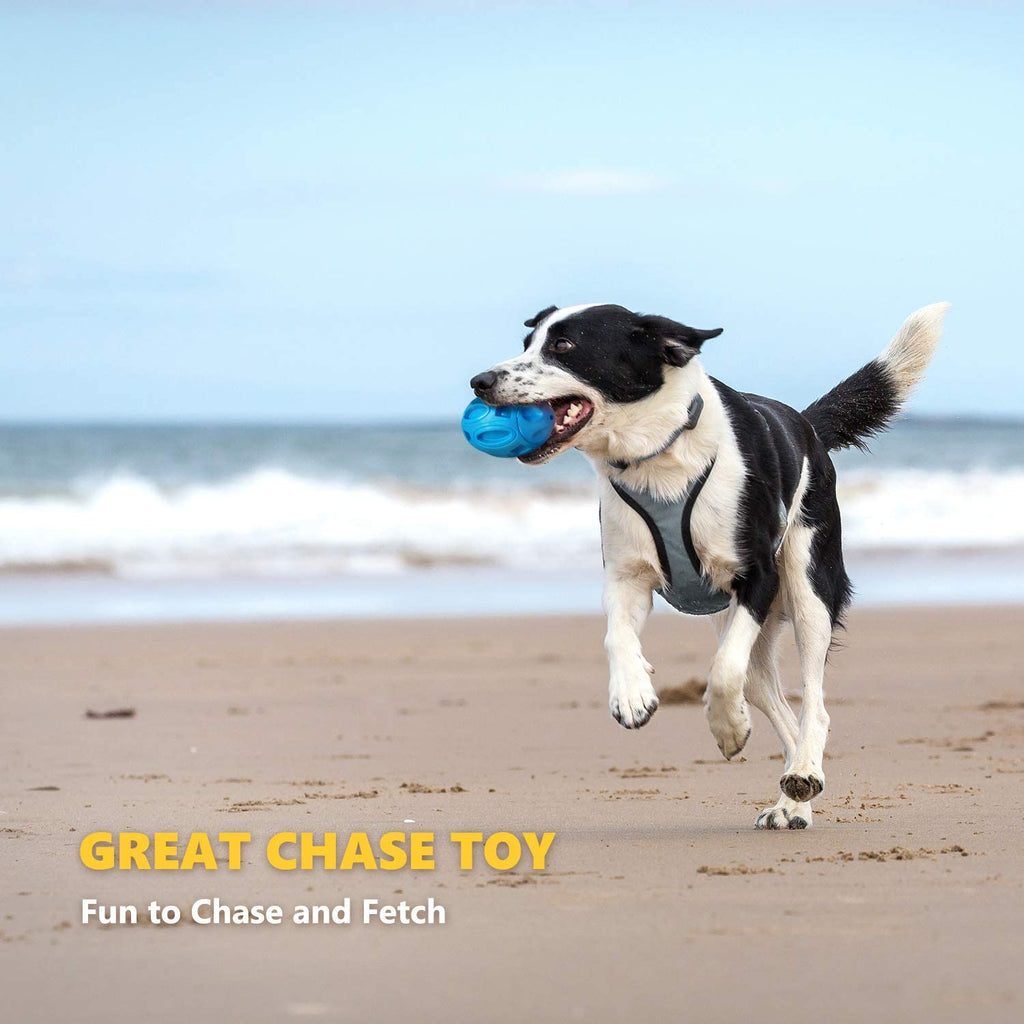 Durable Squeaky Rubber Rugby Dog Toy Ball