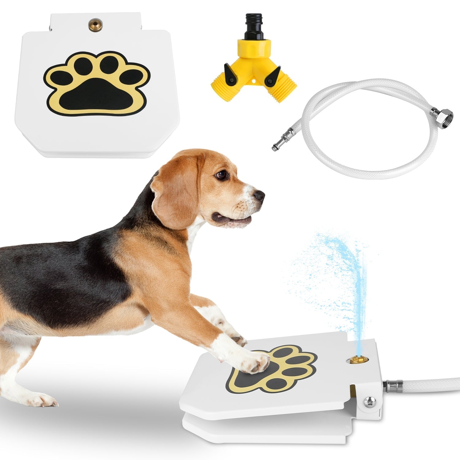 Dog Water Fountain Outdoor Dog Pet Water Dispenser Step-on Activated Sprinkler w/ Interactive Paw Pedal Valve for Drinking Fresh Water - Majestic Pet Kingdom