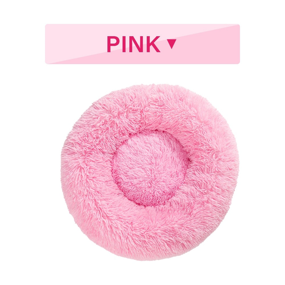 Fluffy Donut Dog Bed Warm Soft Long Plush Pet Cushion Dog House Cat Bed Washable Pet Sofa Mat Calming Samll Large Dog Beds - Majestic Pet Kingdom