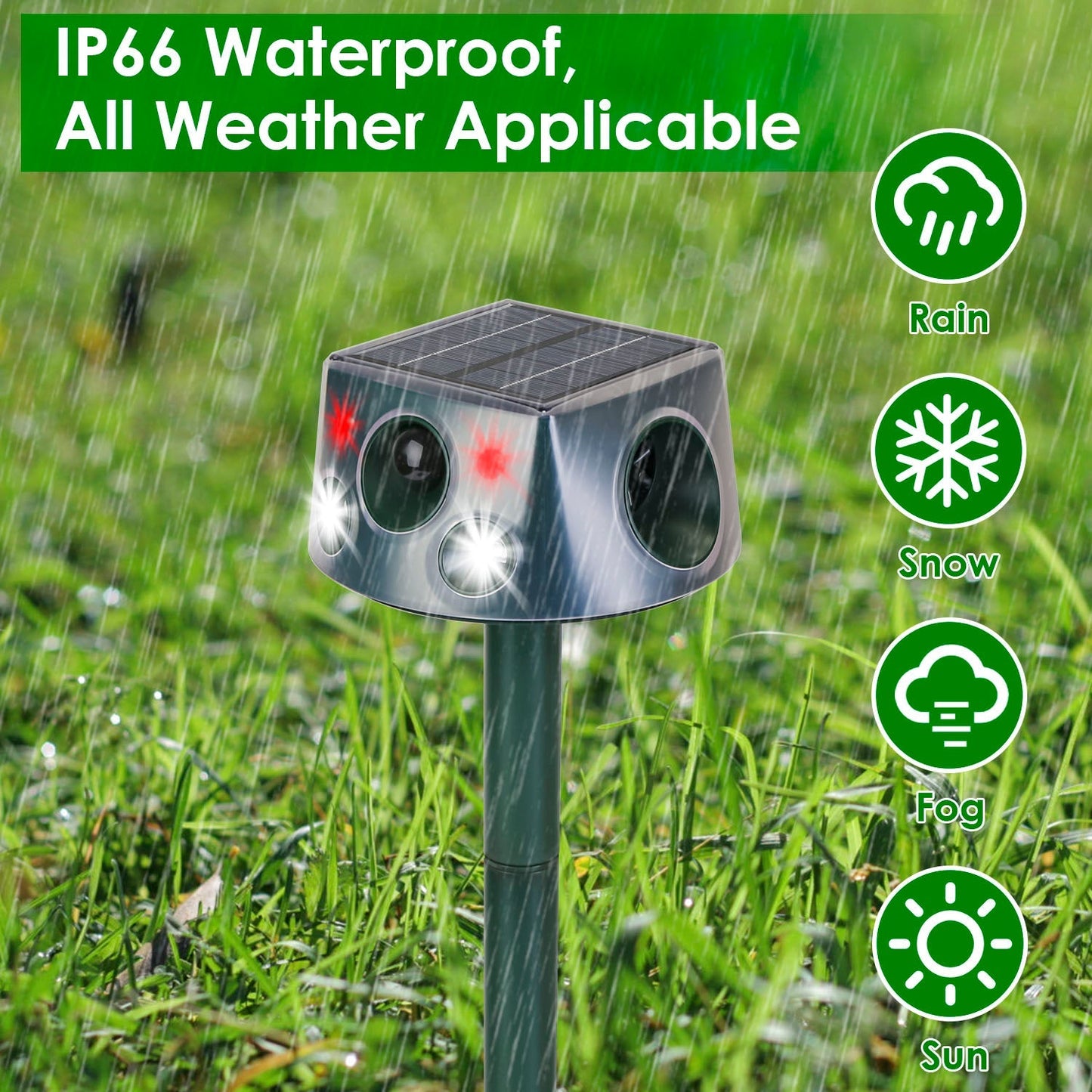 Ultrasonic Solar Animal Repeller Outdoor Mole Snake Squirrel Repellent Waterproof Bird Deer Dog Cat Deterrent with 3 Modes Motion Sensor Vibration Sta - Majestic Pet Kingdom
