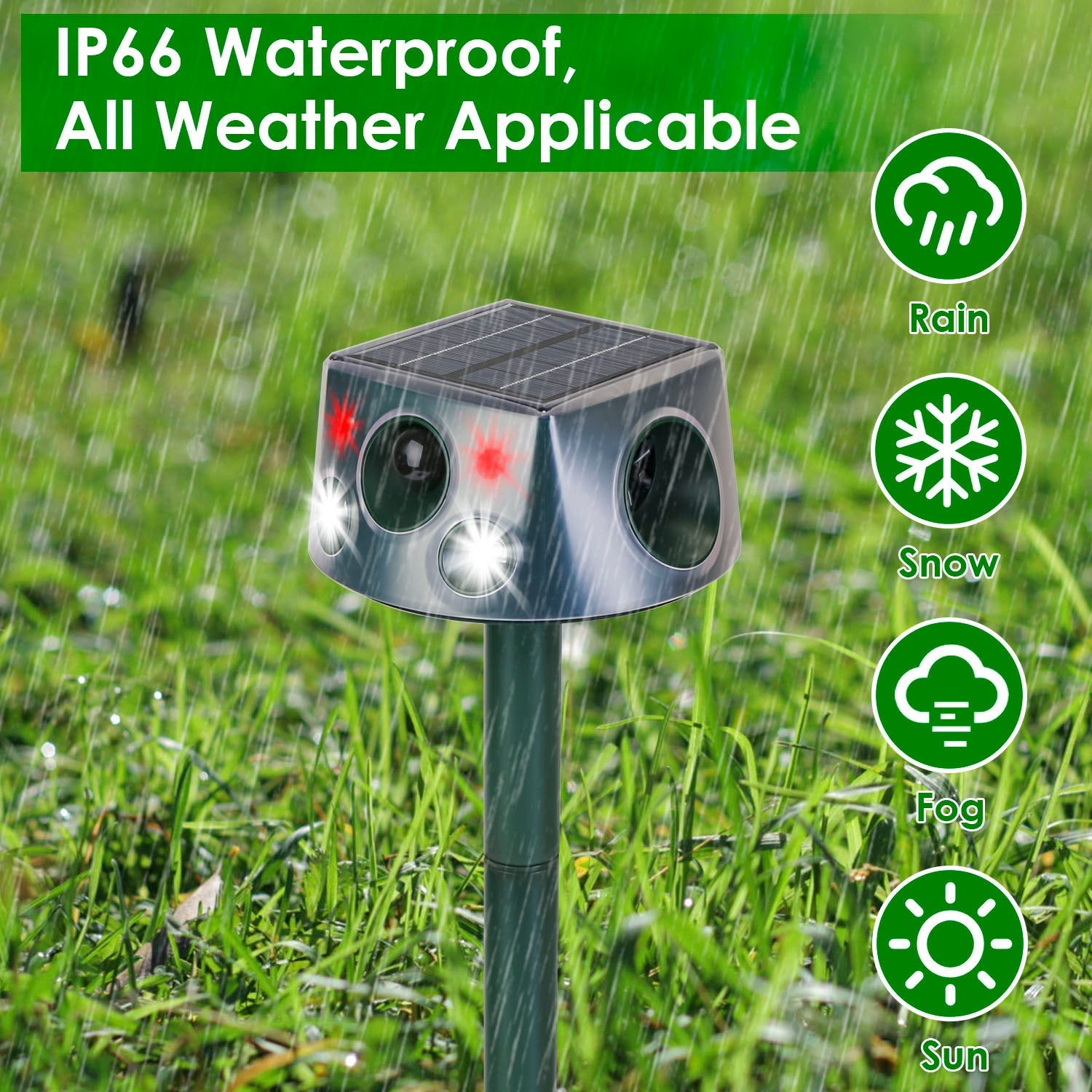 Ultrasonic Solar Animal Repeller Outdoor Mole Snake Squirrel Repellent Waterproof Bird Deer Dog Cat Deterrent with 3 Modes Motion Sensor Vibration Sta - Majestic Pet Kingdom