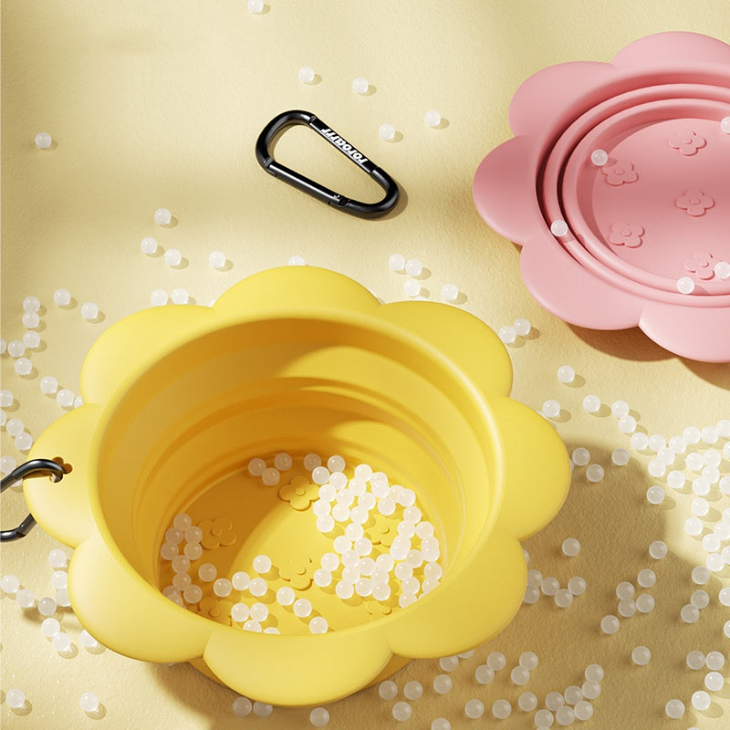 Pet Flower Folding Bowl Silicone Outdoor Portable Drinking Bowl