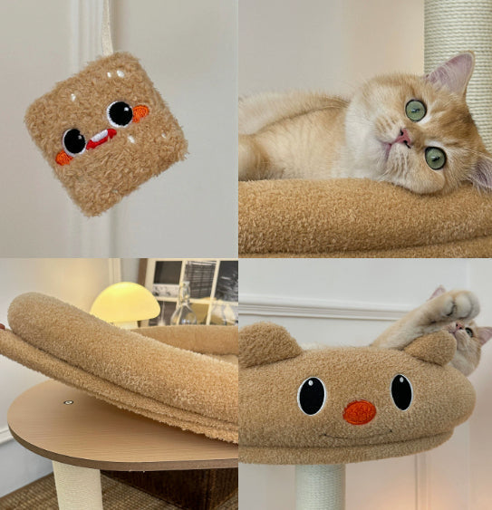 Cat Tree Little Panda Scratch-Resistant Paper Rope Tower Bed - Detail Angle 3 | Majestic Pet Kingdom