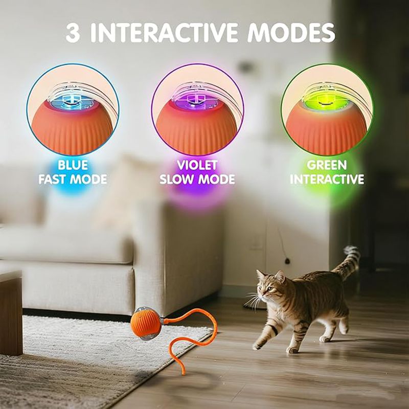 Cat Toy Automatic Rolling Smart Sensor Ball Rechargeable Play - Detail Angle 5 | Majestic Pet Kingdom
