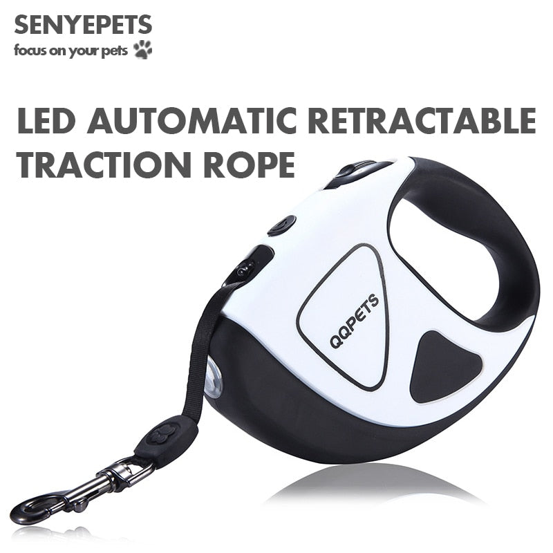 Dog Leash Retractable Fiber LED Light-Up Safety Night Lead