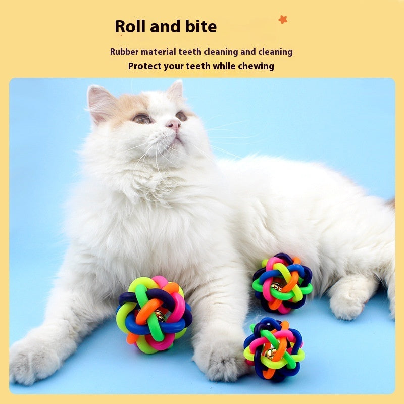Pet Toy Ball Colorful Woven Ball Colorful Bell - Majestic Pet Kingdom