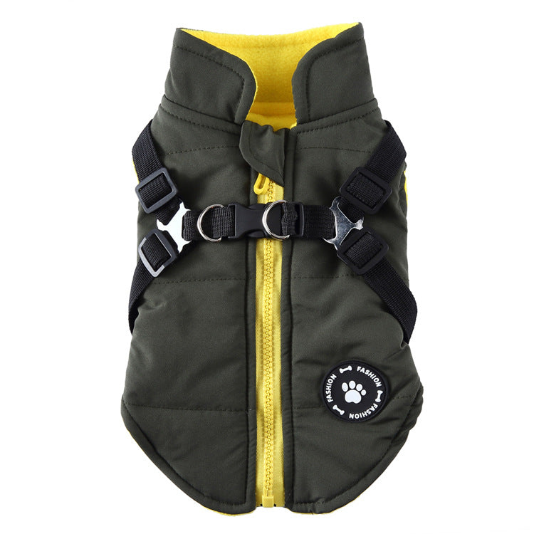 Chest Strap Jacket Cotton-padded Coat - Majestic Pet Kingdom