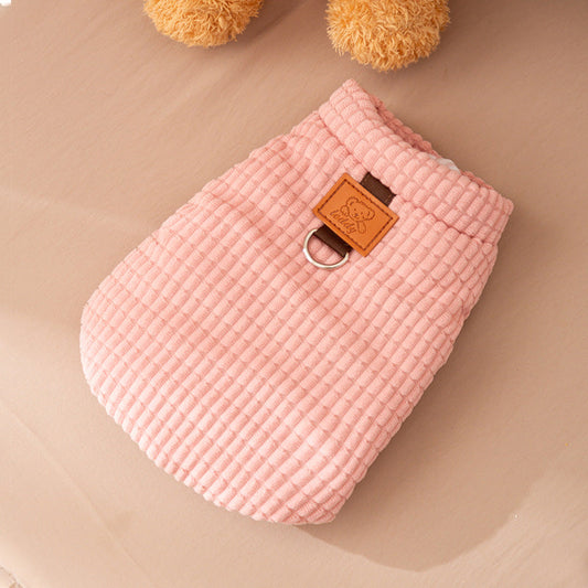 Thick And Warm Dog Clothes For Autumn And Winter, Small And Medium-sized Dog Teddy Bichon, Checked Corduroy Vest, Pet Cotton Coat | Purrfect Pet Kingdom