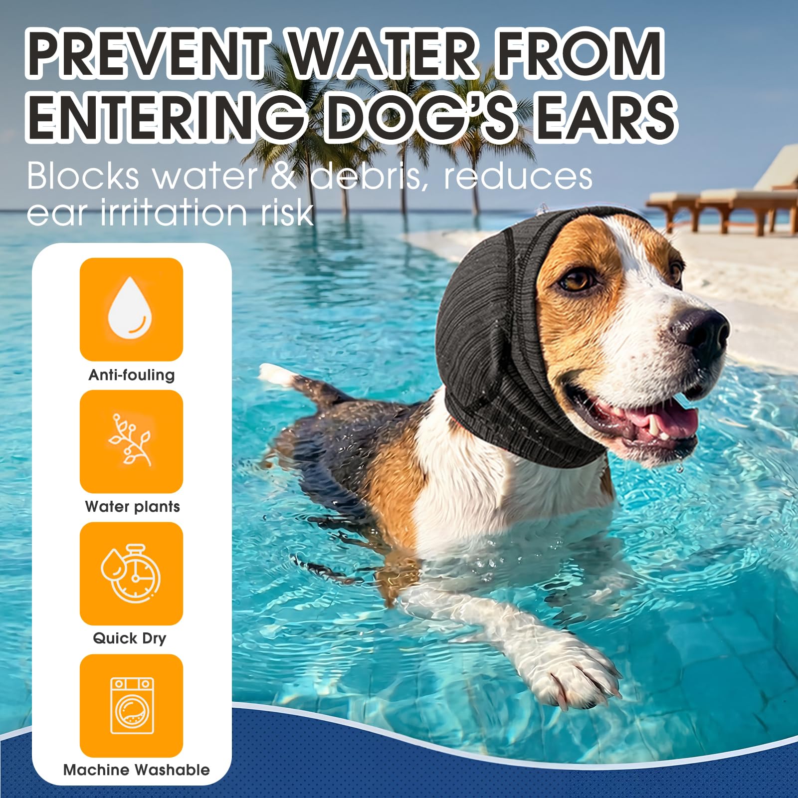 Soft Dog Ear Cover For Loud Noises,Thunderstorm&Fireworks-Dog Ear Wrap Hematoma For Ears Surgery Recovery Prevent Shaking, Scratching-Dogs Head Cover For Bathing, Grooming, Rainy Walks,Swimming - Majestic Pet Kingdom