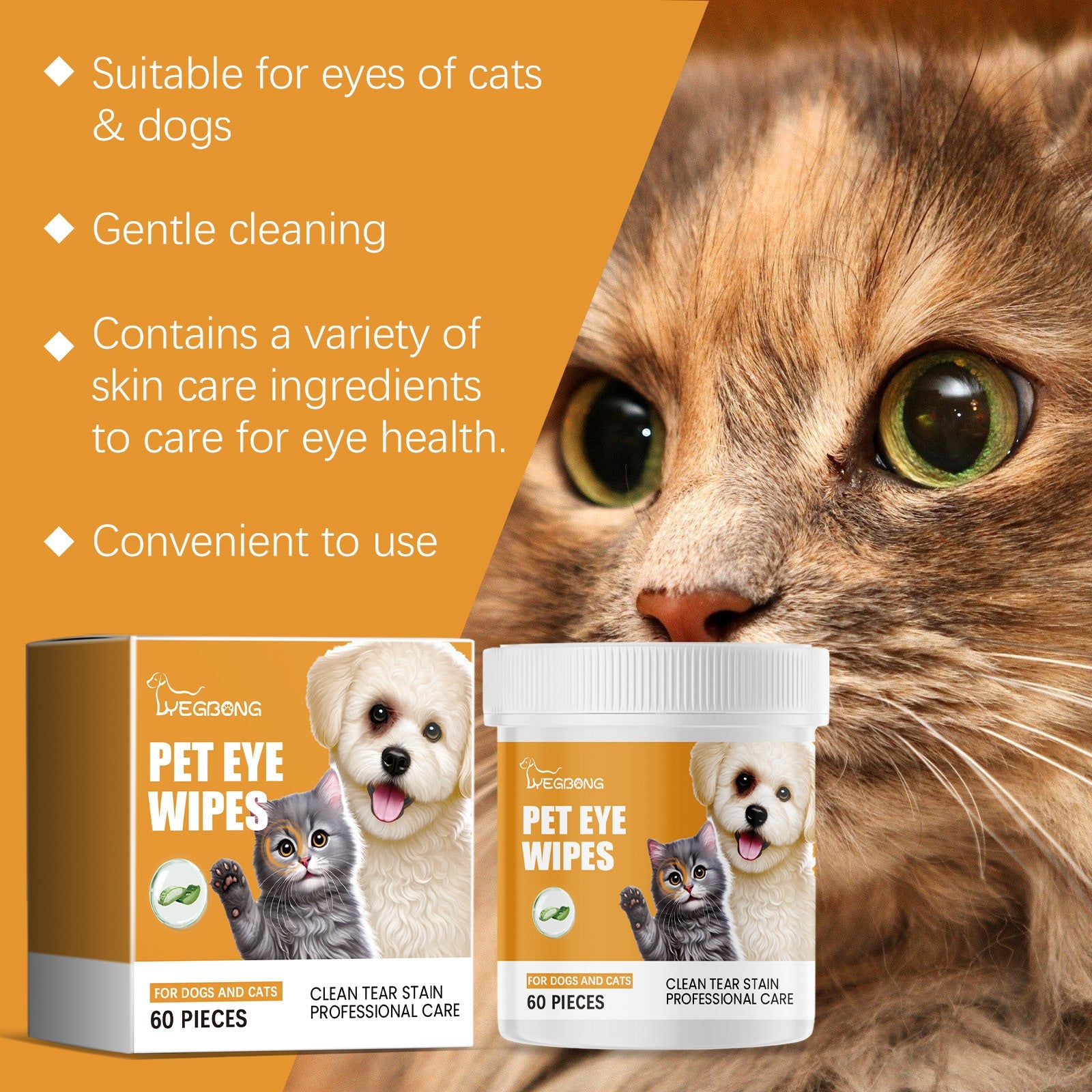 Pet Eye Cleaning Wipes: Tear Stain Remover for Dogs & Cats