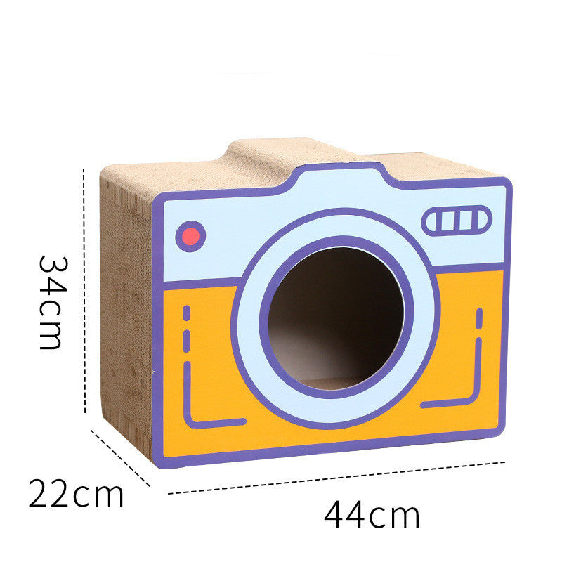 TV Set Scratching Board Enclosed Cat Litter Box House