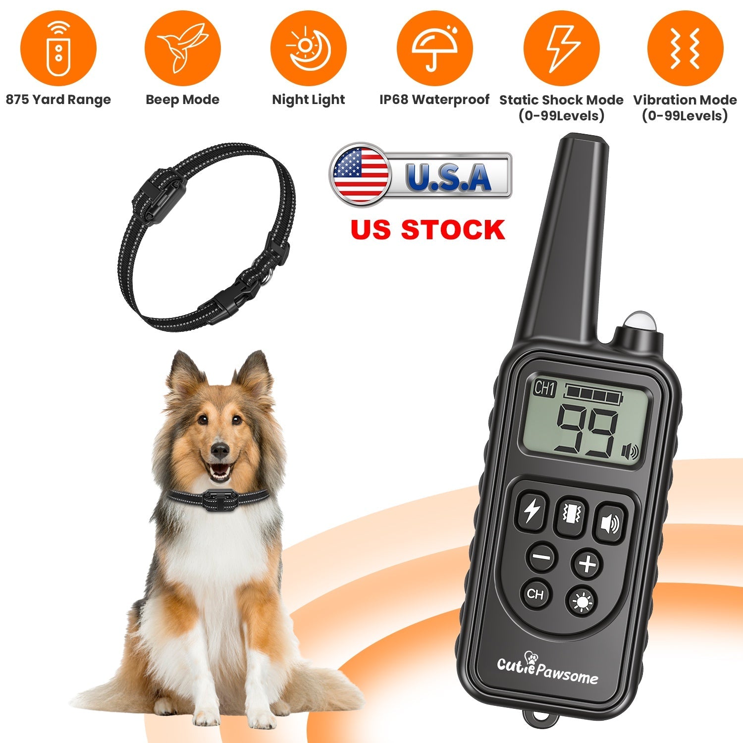 Rechargeable Dog Training Collar with Remote – 875 Yard Range - Majestic Pet Kingdom