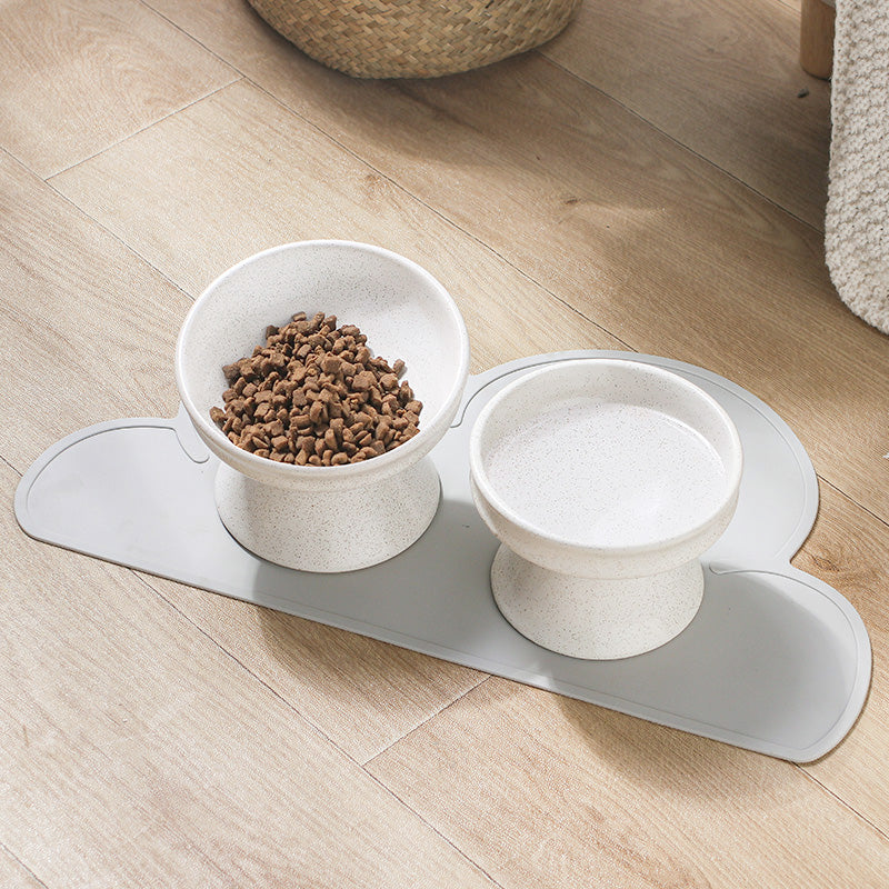 Cat Bowl Ceramic Shallow Mouth High Foot Anti Overturn Double