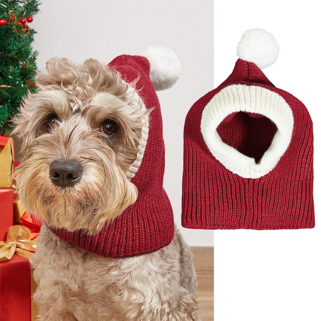 Christmas New Atmosphere Love Snowflake Elk Printing Knitted Warm Pet Dog Cat Fur Ball Hat - Majestic Pet Kingdom