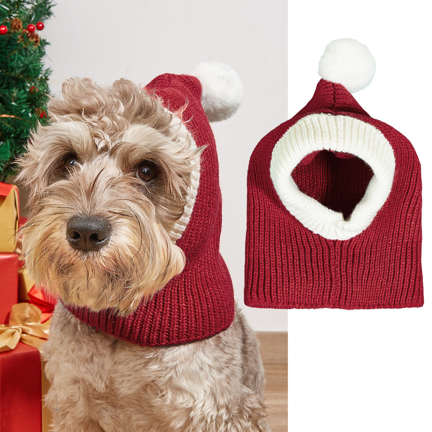 Christmas New Atmosphere Love Snowflake Elk Printing Knitted Warm Pet Dog Cat Fur Ball Hat - Majestic Pet Kingdom