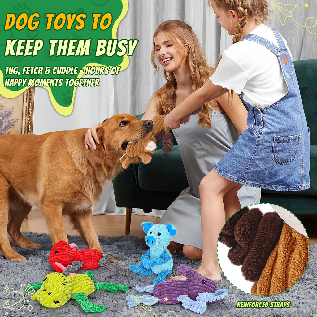 5 Pack Squeaky Dog Toys,Tough Stuffed Plush Dog Toys For Large Medium Small Dogs, Durable Plush Animal Dog Toy Bundle,Puppy Toys To Keep Them Busy