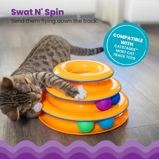 Catstages Tower Of Tracks Interactive 3-Tier Cat Track Toy With Spinning Balls, Orange | Purrfect Pet Kingdom