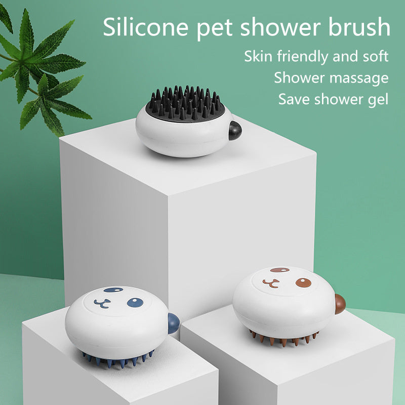 Dog Bath Brush Panda Shape Soft Silicone Bristle Massage Comb - Detail Angle 3 | Majestic Pet Kingdom