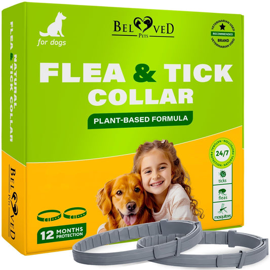 Flea & Tick Collar For Dogs 6-Month Protection Essential Oil 2 Count