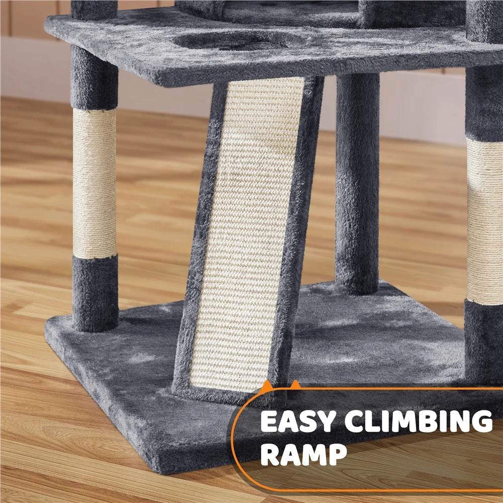 Renwick 69in Large Cat Tree Tower with Condos &amp; Scratching Board - Dark Gray - Majestic Pet Kingdom