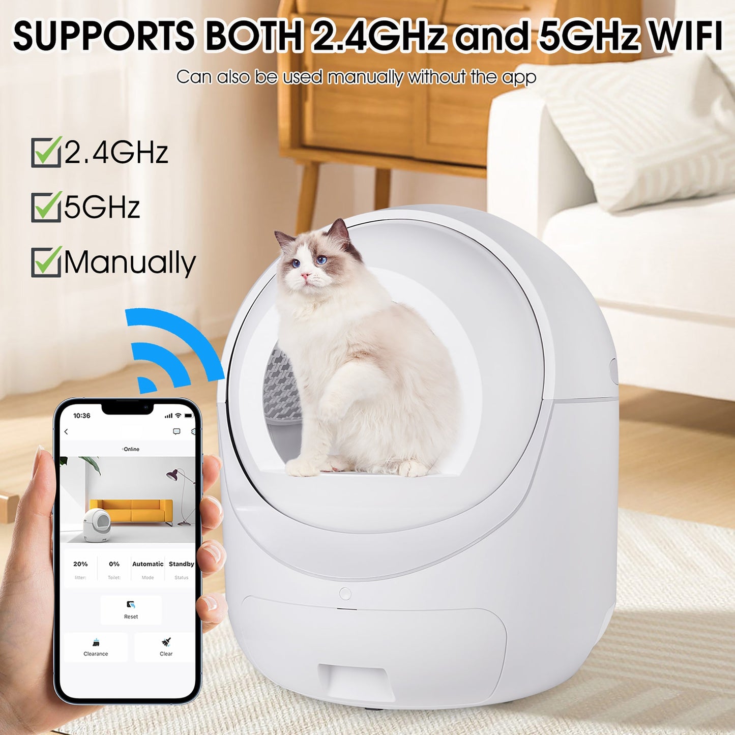 Smart Automatic Cat Litter Box - 5G WiFi & Multi-Cat