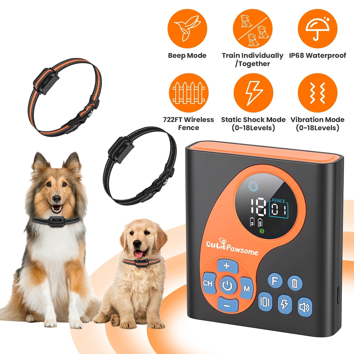 Wireless Dog Fence System with Training Collar - 722FT Range | Purrfect Pet Kingdom