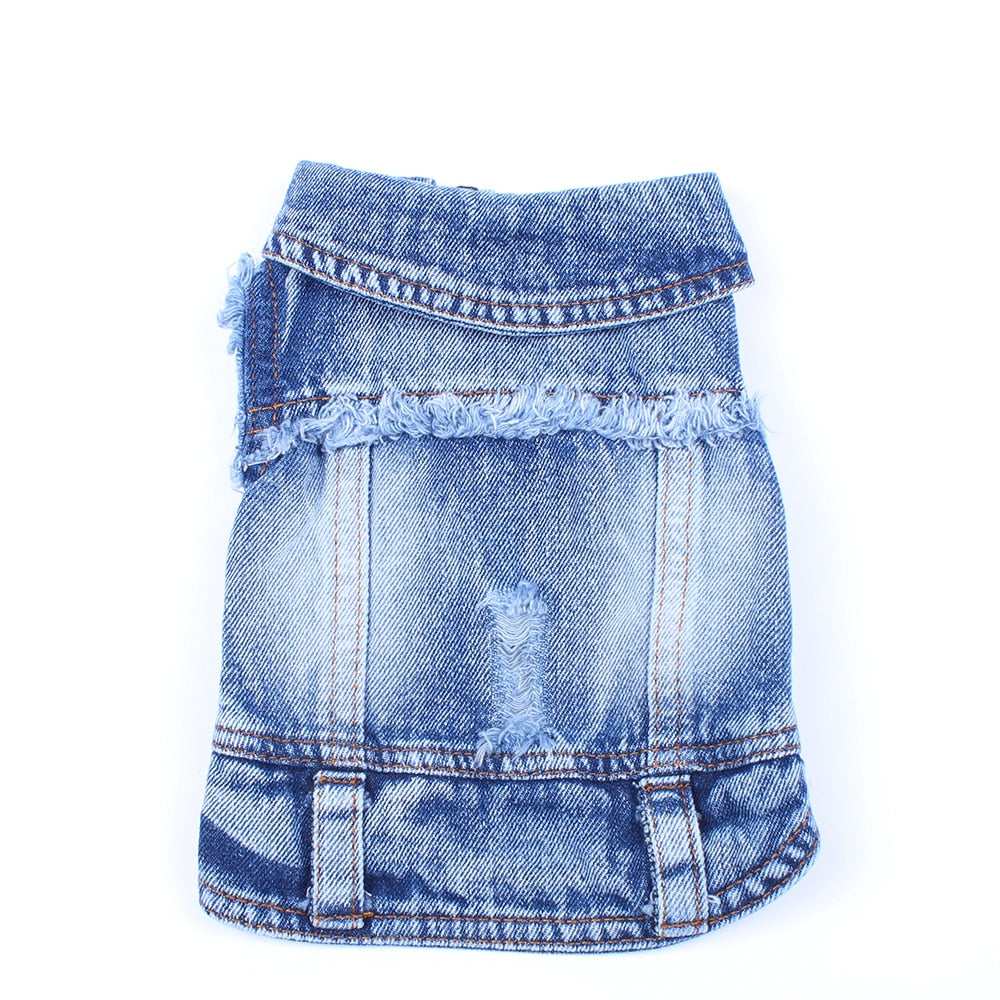 Pet Dog Cat Blue Denim Jeans Jacket Coat Vest | Purrfect Pet Kingdom