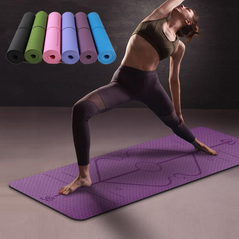 1830*610*6mm TPE Yoga Mat with Position Line Non Slip