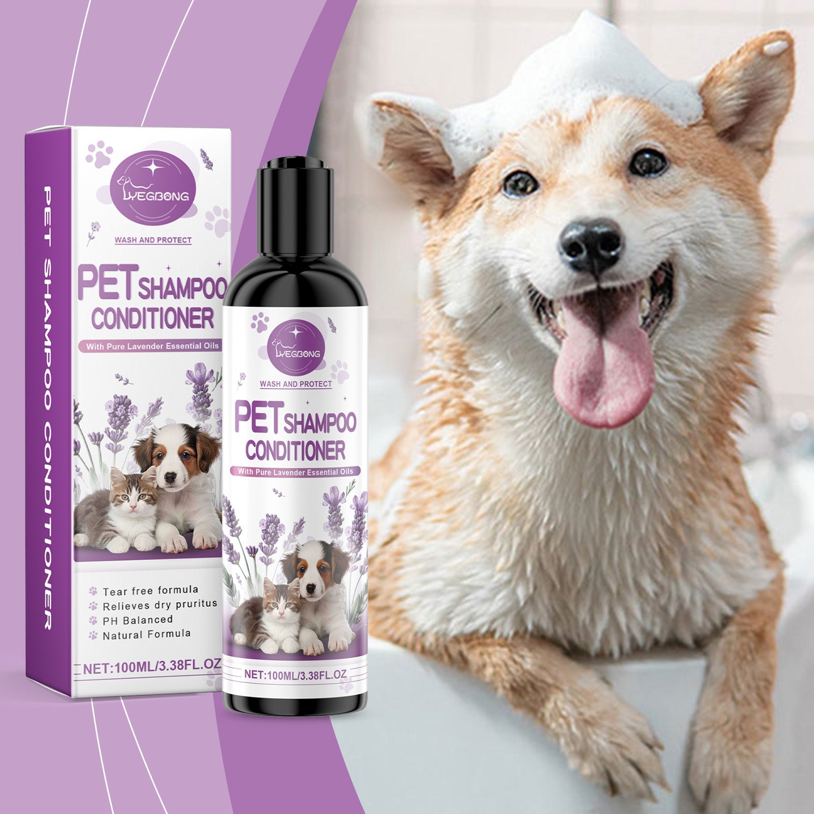 Pet Lavender Shampoo: Fluffy & Smoothing Coat Wash