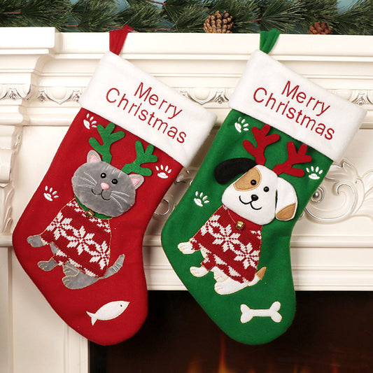 Cute Cat and Dog Christmas Socks Cartoon Christmas Socks Gift Bag Christmas Decorative Socks Christmas Tree Pendant | Purrfect Pet Kingdom