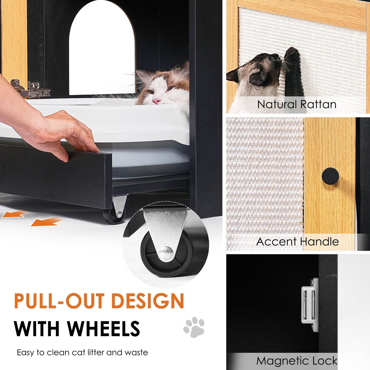 Cat Litter Box Enclosure - Hidden Washroom Side Table