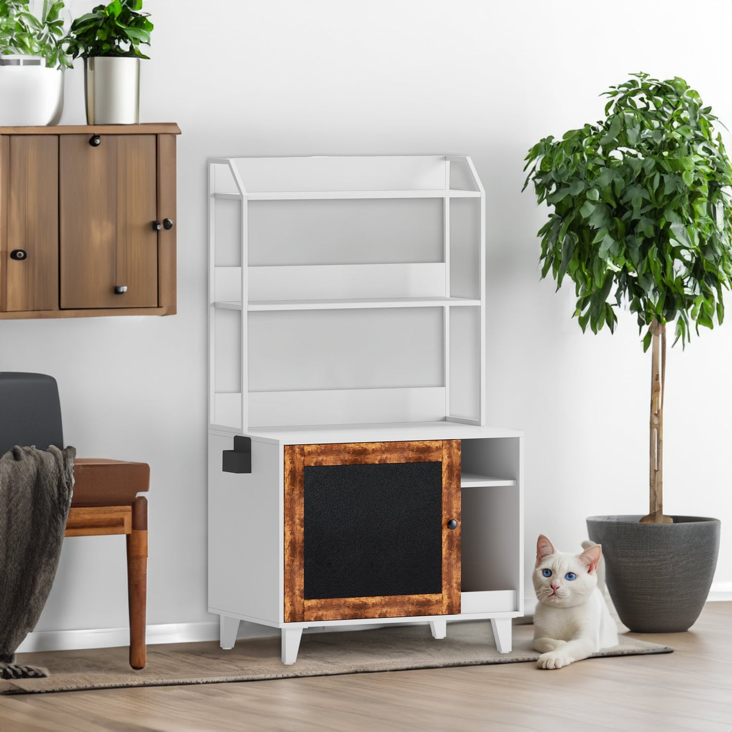 Cat Litter Box Enclosure - Hidden Storage Rack Cabinet
