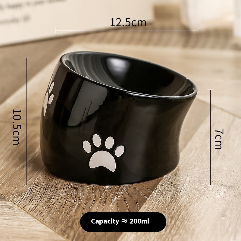 Drinking Water Neck Protection Pet Ceramic Oblique Mouth High Foot Food Basin - Majestic Pet Kingdom
