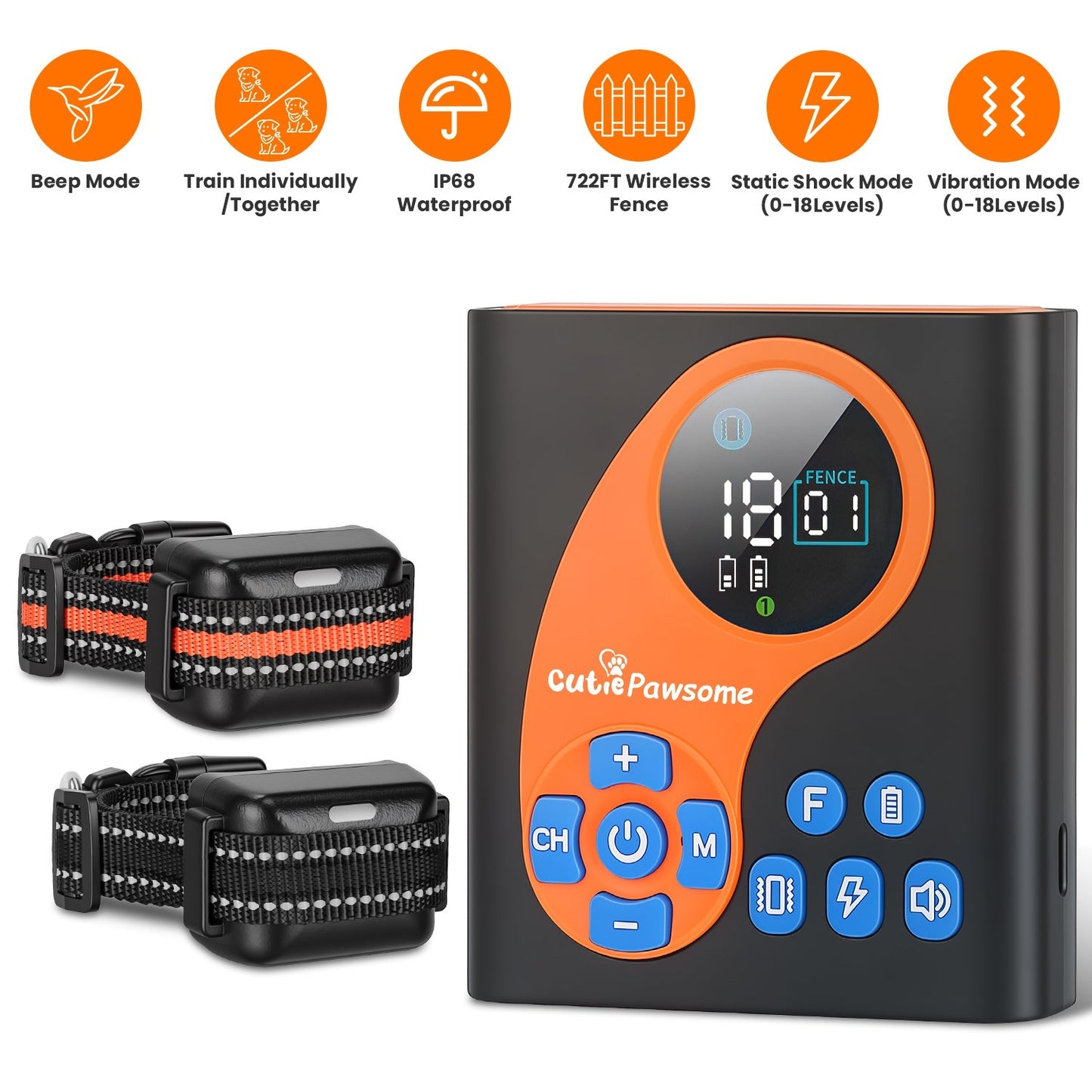 Wireless Dog Fence System with Training Collar - 722FT Range | Purrfect Pet Kingdom