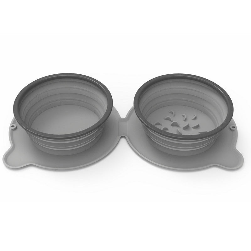 Dog Bowls Foldable Silicone Double Travel Slow Feeder Dishes - Detail Angle 4 | Majestic Pet Kingdom