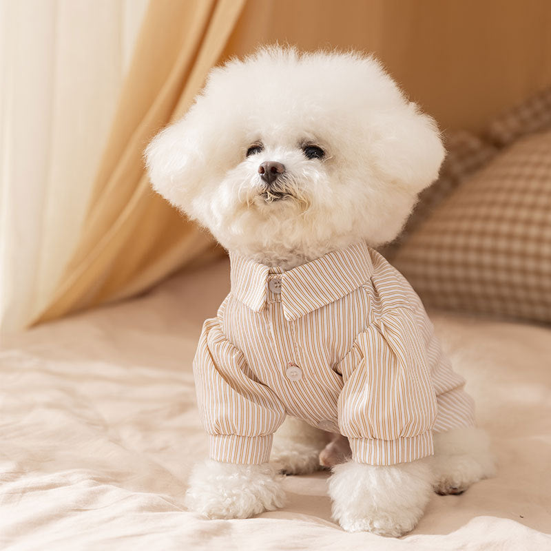 25-year New Autumn And Winter Thin Small And Medium-sized Dog Teddy Bichon Striped Two-legged Coat For Cats, Pets And Dogs - Majestic Pet Kingdom