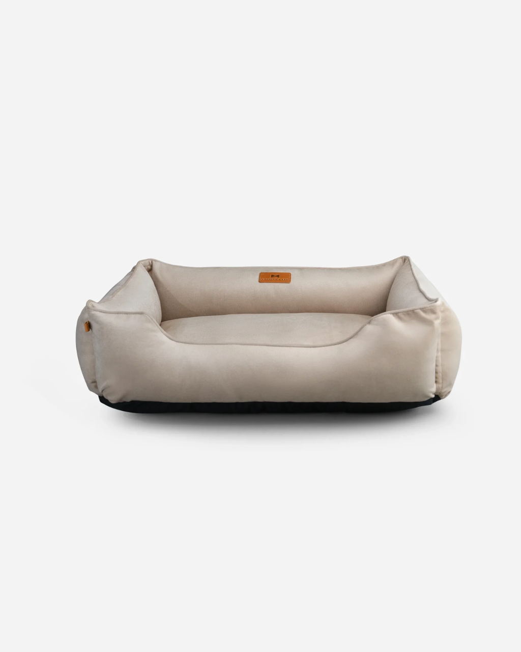 Velvet Sleeper Dog Bed – Orthopedic Support, Beige - Majestic Pet Kingdom