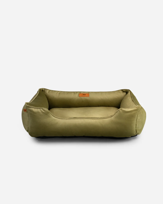 |-vibrant-velvet-sleeper-dog-bed-olive-luxury-view-1 | Majestic Pet Kingdom