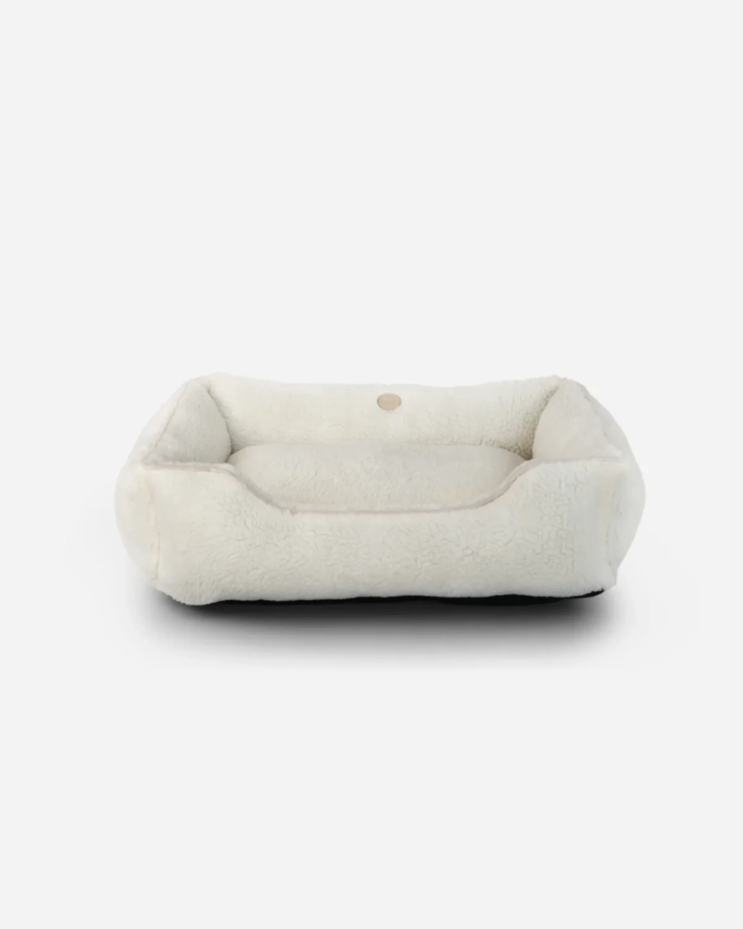 Faux Fur Bolster Dog Bed – Plush Sleeper, Beige & Gray - Majestic Pet Kingdom