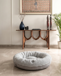 Plush Furry Donut Dog Bed - Soft Gray Calming Pet Bed