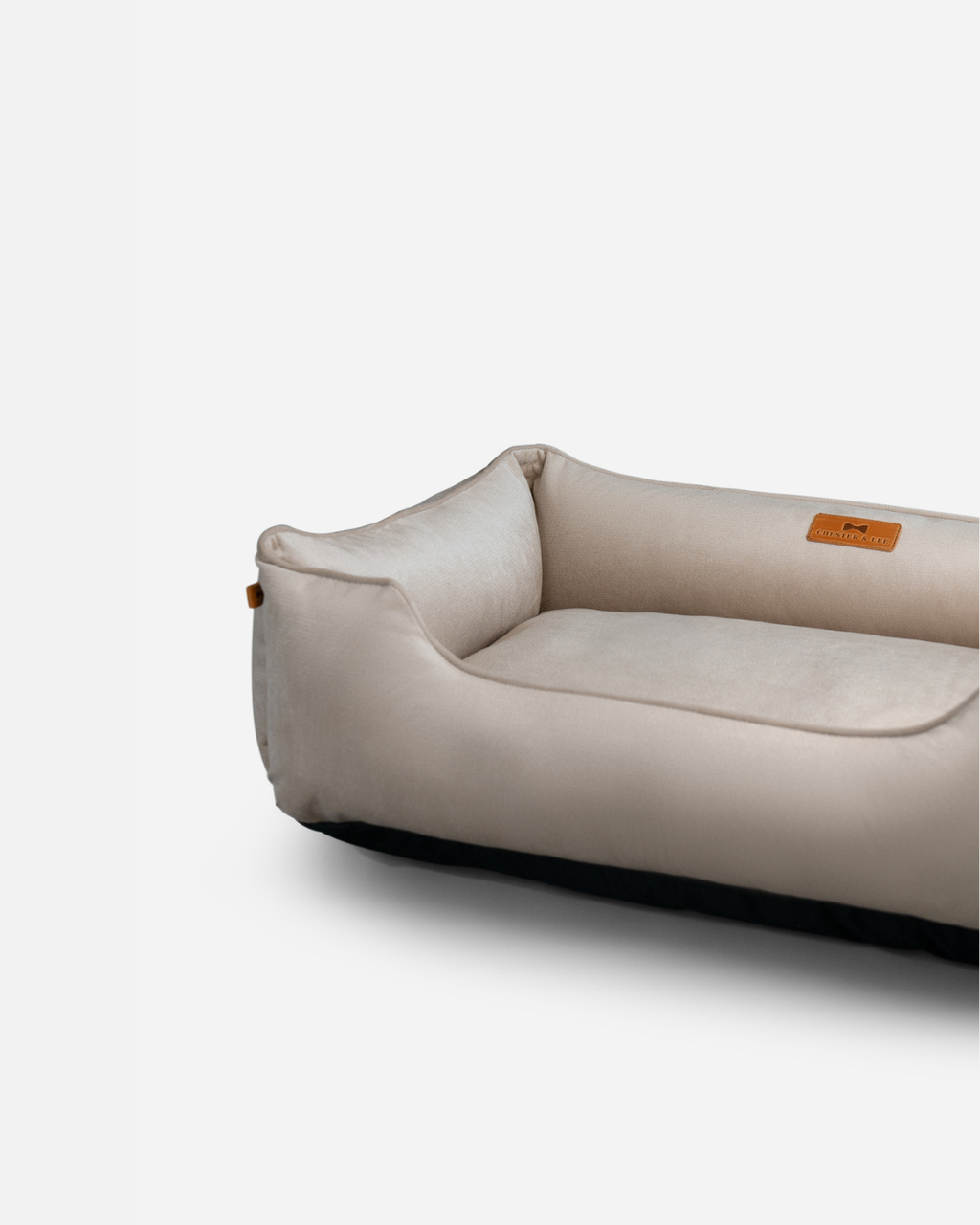 Velvet Sleeper Dog Bed – Orthopedic Support, Beige - Majestic Pet Kingdom
